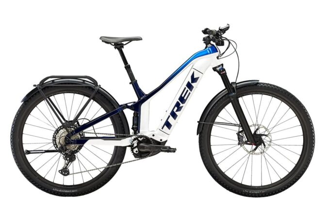 VTT Electrique Tout Suspendu Trek Powerfly FS 9 EQ Shimano XT 12V 625 Wh 27.5 Blanc Bleu Alpine 2023 1.jpeg